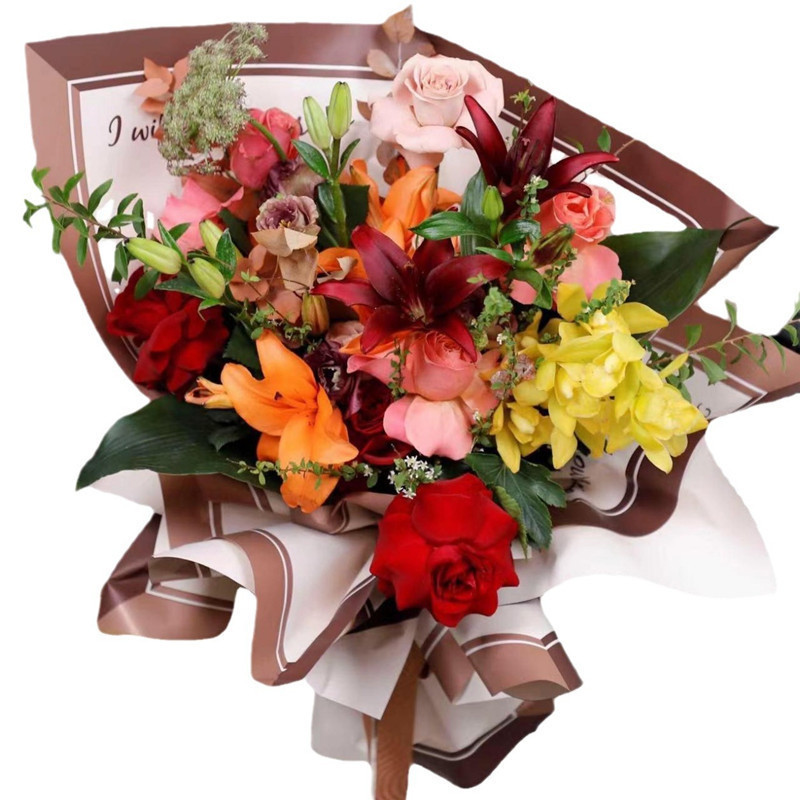 Cross-Border Wholesale Waterproof Floral Gift Materials New Memory Photo Frame Feather Paper Fresh Flower Bouquet Wrapping Paper