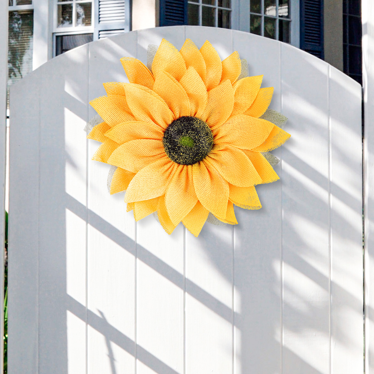 Decoración Textil para Puerta de Hogar con Diseño de Girasol de Hong Kong, Decoración de Puerta Principal con Corona de Girasol para Acción de Gracias, Adorno Colgante de Pared, Venta al por Mayor