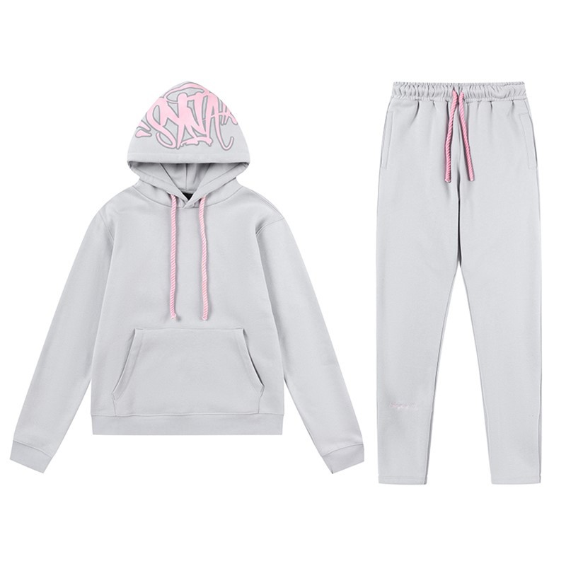 Alta calidad SynaWord americano suelto sudadera con sombrero pantalones Y2K moda pareja casual conjunto Syna