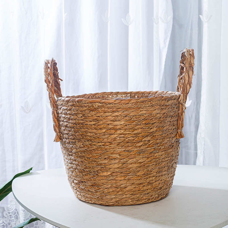 Gran flor abrazando barril, canasta de tejido de aescinia diy abrazando barril de estilo floral idílico diy canasta de arrastre de flores