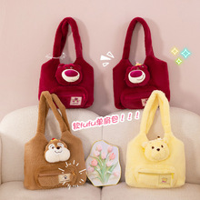 2025新款恐龙毛绒单肩包卡通兔斜挎包甜美小熊可爱女孩外出化妆包