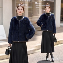 2025冬季新款现货拼接撞色双色狐狸毛皮毛一体