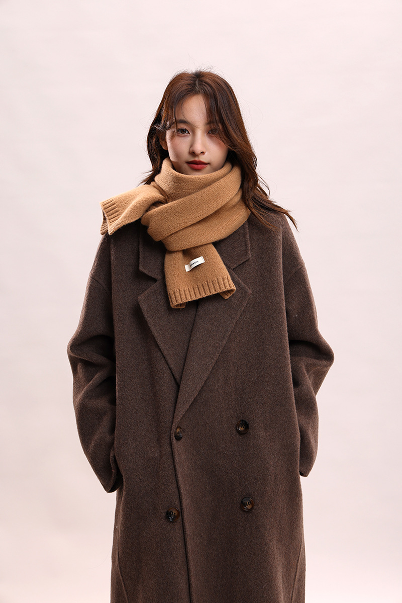 Sciarpa in lana lavorata a maglia 100% cashmere, collo spesso per donna e uomo, calda coppia genitore-figlio stile autunno/inverno, alla moda e_voghion.com