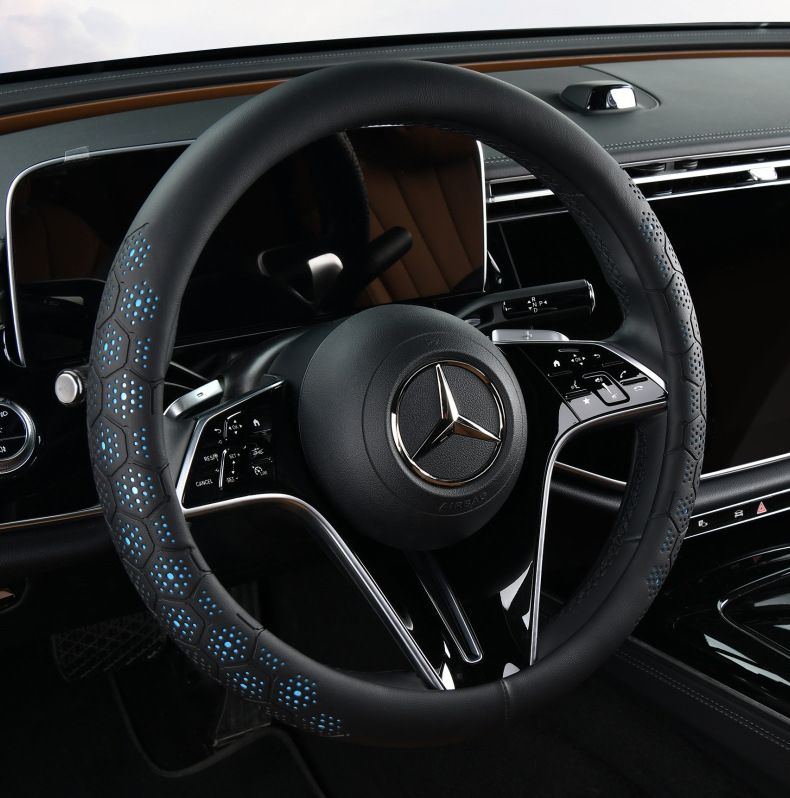 25 Years New All-Season Universal Ball Full Leather Stain-Resistant, Cool, Breathable, Sweat-Absorbent and Non-Slip Car Steering Wheel Cover