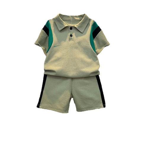 Summer Boys Short Sleeve Polo Shirt Set Top Summer Outfit Children Boys Clothing Korean Style Casual Baby Two Piece Set