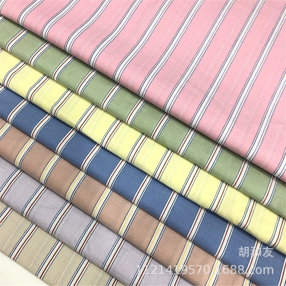 厂家直供全棉色织条纹面料 春夏款衬衫条子布 连衣裙面料现货供应