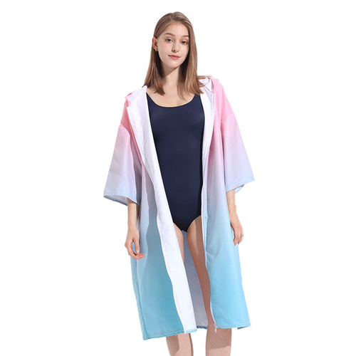 2024 Amazon beach towel foreign trade non-stick sand diving surf suit quick-drying zipper cape swimming bathrobe