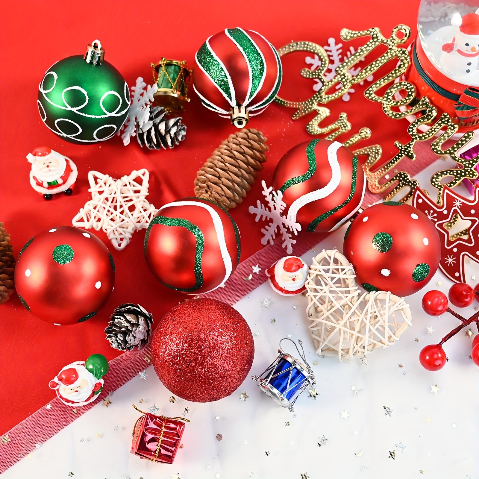 Bola de Navidad transfronteriza Juego de 30 bolas de Navidad pintadas de plástico Juego de Navidad Árbol de Navidad Decoración de ambiente festivo