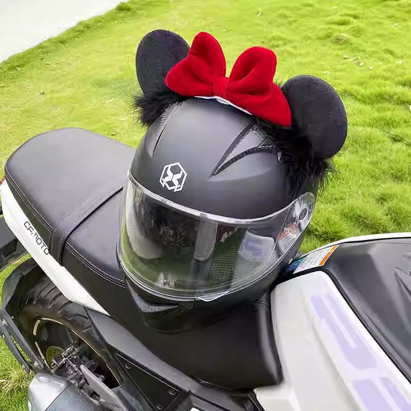 Minnie Mouse Ear Helmet Decoration Detachable Universal