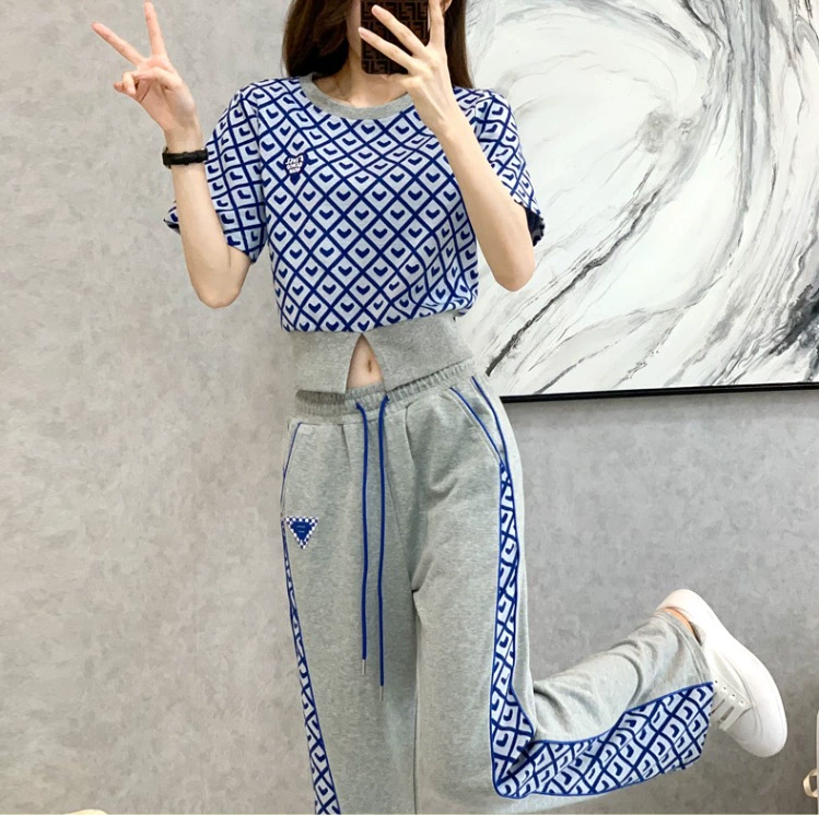 Новый Элегантный Модный костюм для похудения, Женский облегающий живот с узкой талией, короткий костюм из двух частей с высокой талией и широкими штанинами, модный костюм в западном стиле