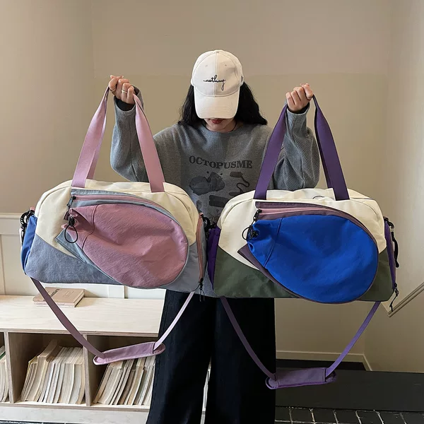 Sports Fitness Bag, Badminton Storage Bag, Travel Bag, Casual Large-Capacity Yoga Handbag, Women's Contrasting Color Luggage Bag