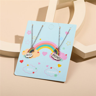 European and American Rainbow Necklace Children's Jewelry BF Series Alloy Drop Necklace Creative Rainbow Stitching Necklace Cross Border