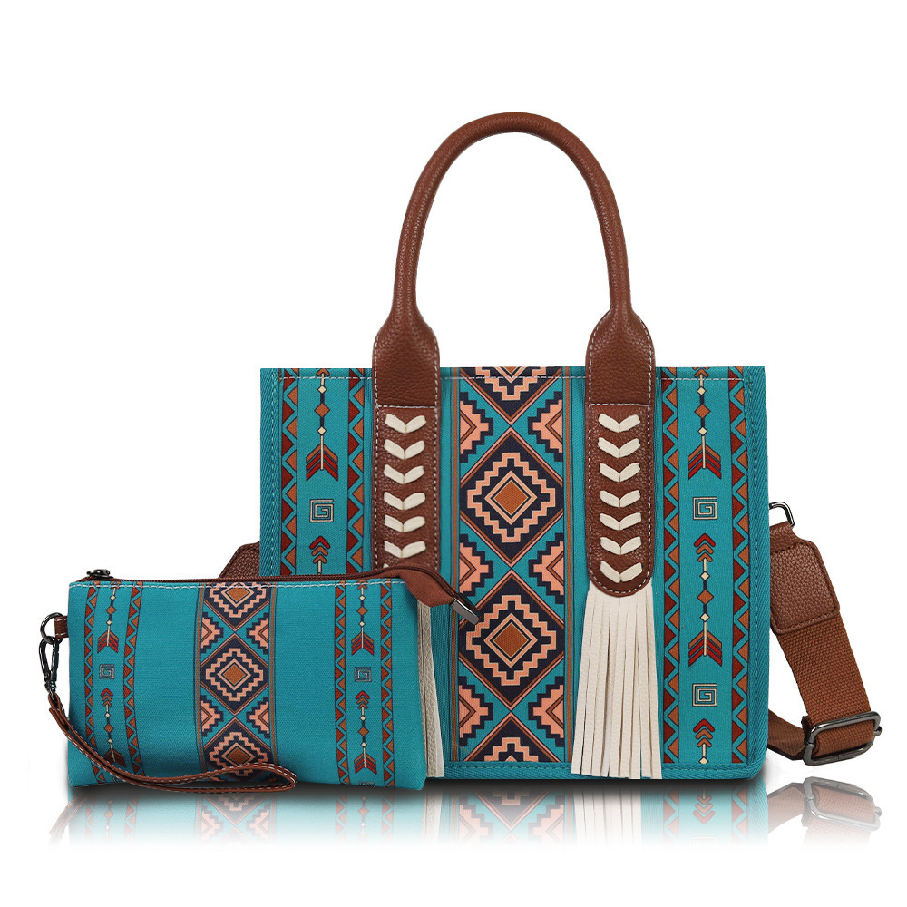 Boho-Canvas-Tasche mit Quasten