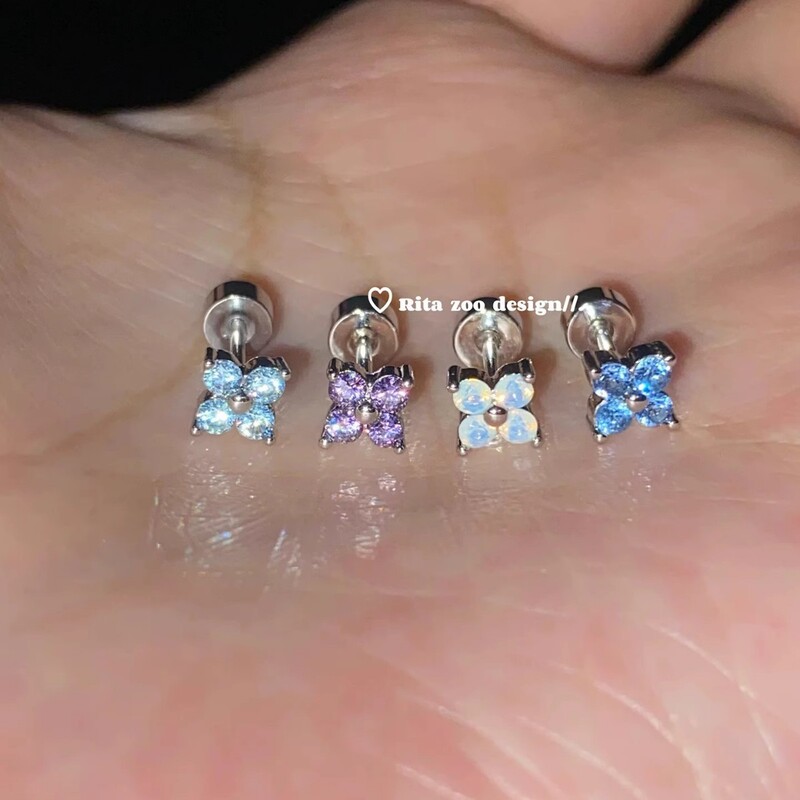 Dreamy Purple Chella Mini Clover Zircon Ear Bone Stud Earrings No Removal Needed Dreamy Purple Chella Mini Clover Zircon Ear Bone Stud Earrings No Removal Needed