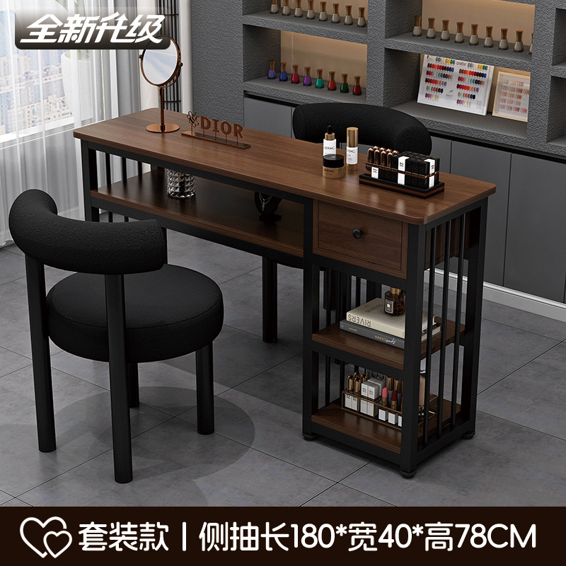 レトロスタイルのマニキュアテーブルと椅子セット、シンプルでファッショナブルなシングルとダブルのマニキュアテーブル、日本製の特別価格の経済的なマニキュアショップテーブル|undefined
