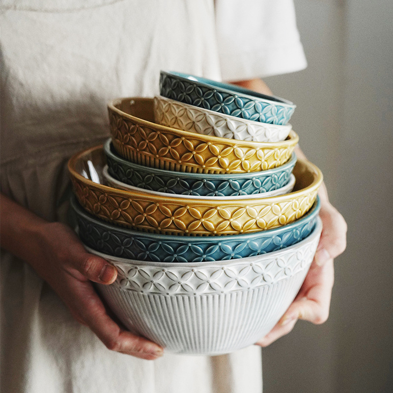 Cambio de horno de estilo japonés Snow Plum ramen tazón fideos instantáneos fideos mixtos comer tazón ensalada de frutas tazón de sopa hogar creativo vajilla de hotel