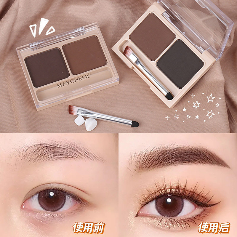 Meixian polvo de cejas para niños a prueba de agua para mujeres, anti sudor, no decoloración, lápiz de cejas rojas de red natural y duradero, polvo de cejas de doble efecto para principiantes image 2