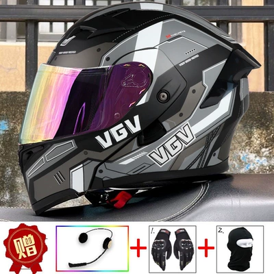 Winter, Suitable for All Seasons, Motosiklet dəbilqələri - m-mechanical-black-built-in-bluetooth-red-gold-plated-mirror-comes-with-gloves-headgear-anti-fog-stickers