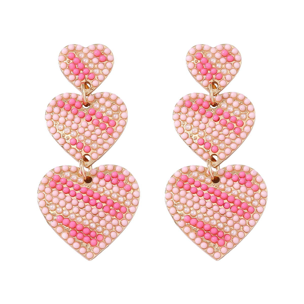 1 Pair Cute Sweet Heart Shape Inlay Alloy Artificial Pearls Rhinestones Drop Earrings display picture 3