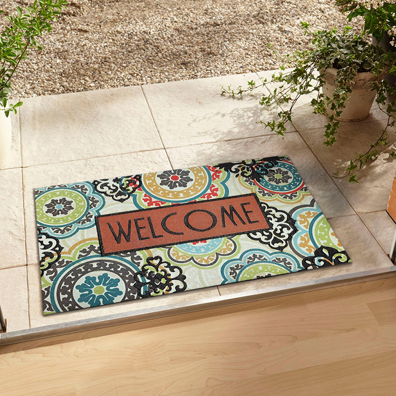 Cross -border Amazon entry door pad Welcom Flower Porch into the…