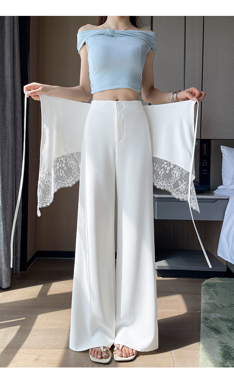 Quần culottes nữ ống rộng cạp cao ren eo phong cách Hàn Quốc — màu đen chi tiết 30