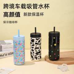 新款高颜值车载冰霸杯316不锈钢保温杯大容量吸管杯随行水杯