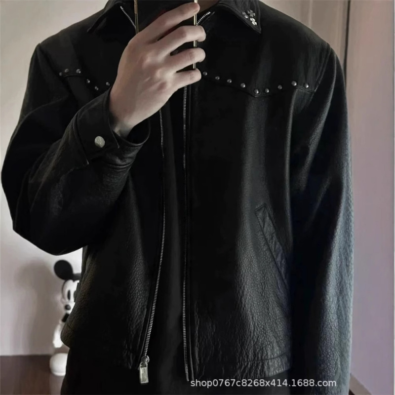 In Stock New Product Erd Melancholic Rich Second Generation 23Ss Limited Western Leather Rivet Cross Jacket In Stock New Product Erd Melancholic Rich Second Generation 23Ss Limited Western Leather Rivet Cross Jacket