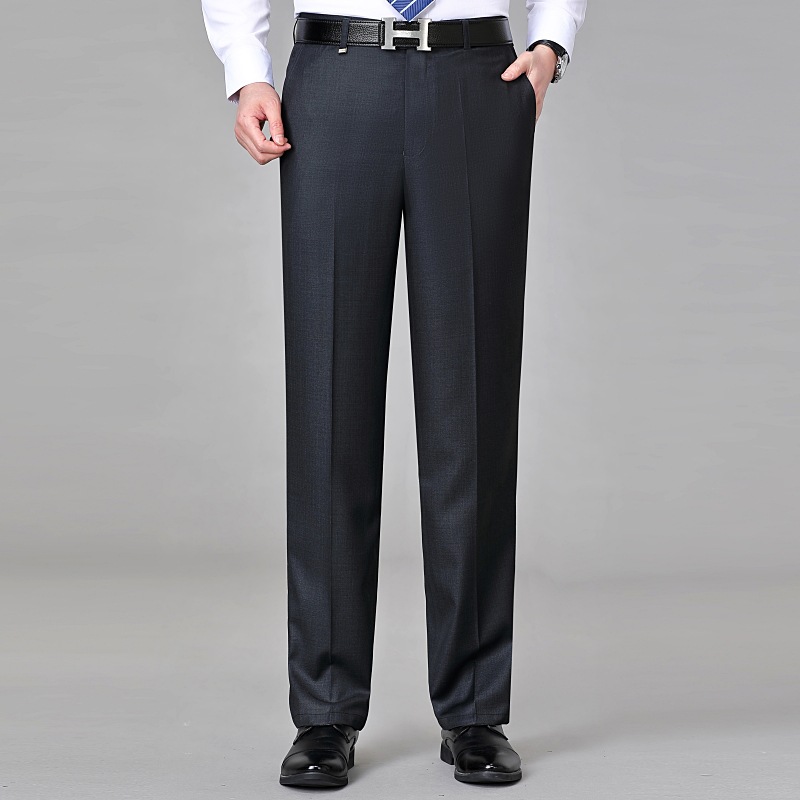 Autumn and Winter New Middle-Aged Wool Trousers Men's Business Loose No-Iron Wool Long Trousers Straight Formal Suit Men's Trousers