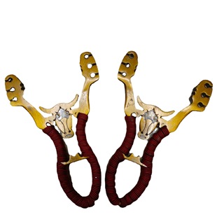 Outdoor round leather slingshot zinc alloy shenniu 3 card traditional bow precision rubber band cow head elastic rack factory wholesale