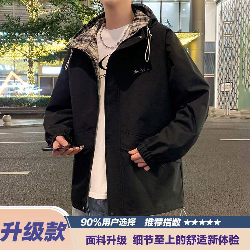 NASA连帽防风夹克男款春秋潮牌宽松工装机能冲锋休闲运动外套上衣|undefined