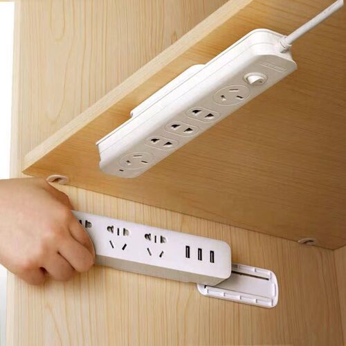 Punching-free fixer row plug-in wall-mounted router plug-in strip storage wall sticker student dormitory plug-in strip fixing