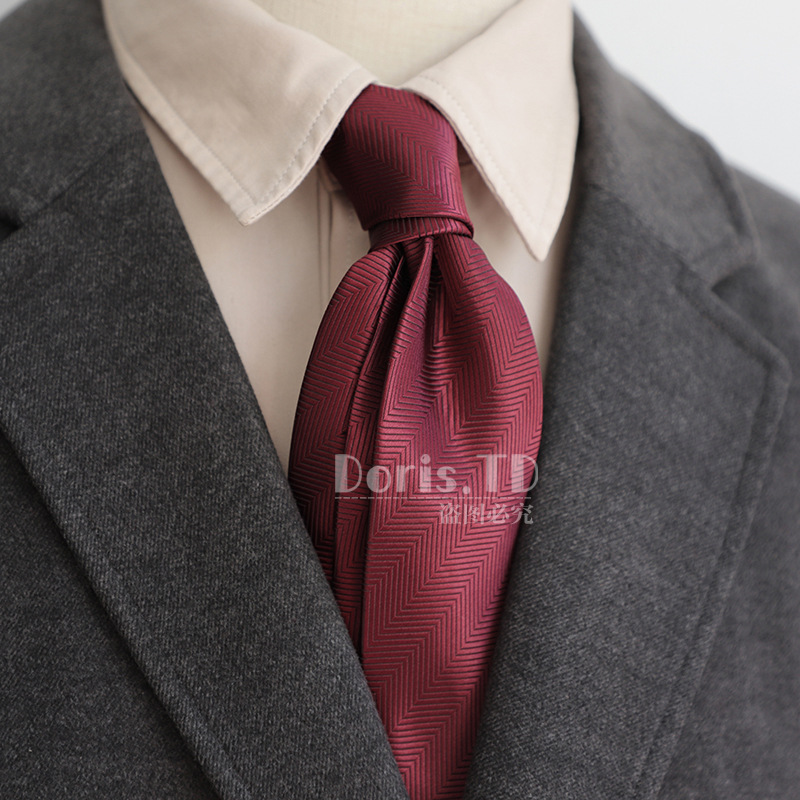 Fábrica al por mayor estilo coreano retro 8cm lujo ligero casual formal desgaste azul marino verde marrón patrón de los hombres traje empate