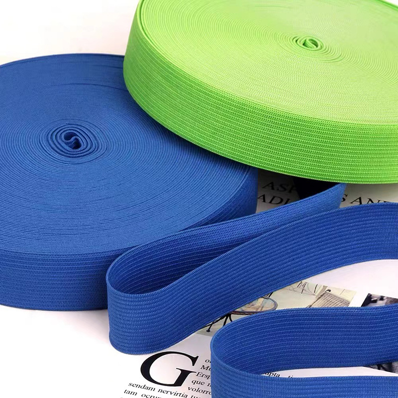 Fábrica al por mayor 2cm color Banda elástica ganchillo borde elástico cuerda Ropa Accesorios poliéster color plano banda elástica