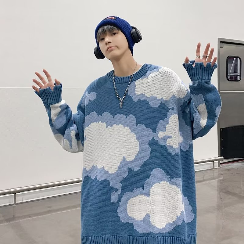 Japanese cartoon demi-season retro knitted sweater for men and women