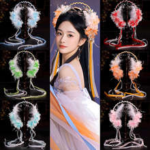 古风汉服甜美百搭花朵羽毛流苏发箍仙气cos欢天喜地七仙女头饰女