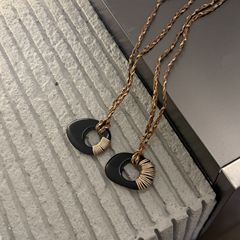 不规则环扣手工绕绳项链女新中式复古小众设计感长款毛衣链配饰品