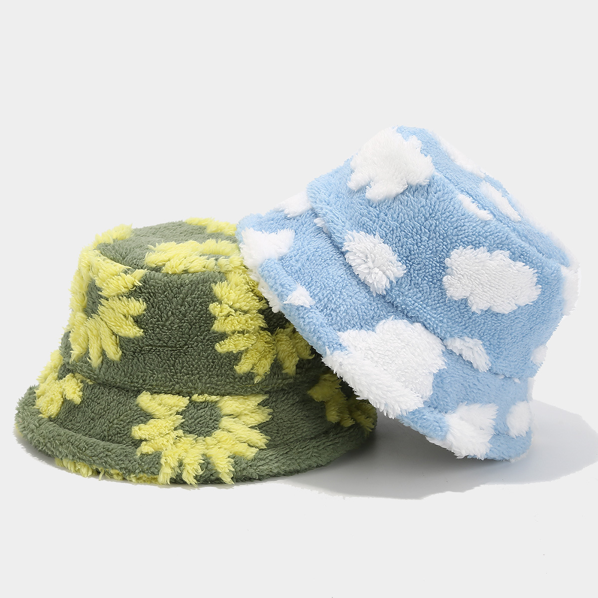 Japón pequeño fresco patrón de flor de moda gorra de pescador de peluche mujer moda versátil gorra de ocio gorra de bañera al aire libre gorra caliente