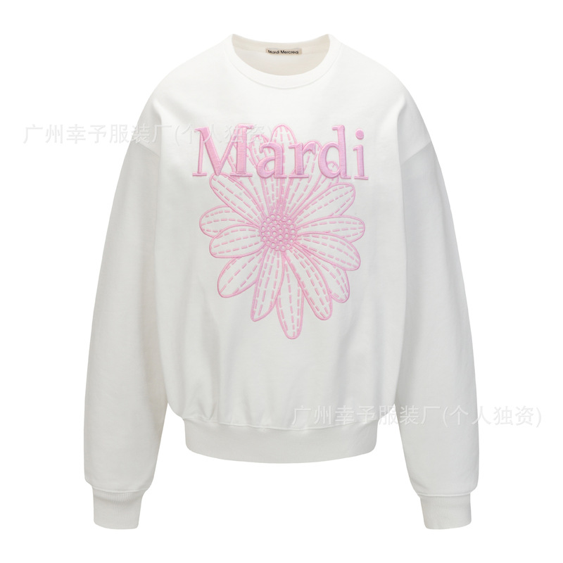 韩国Mardi卫衣赵露思同款小雏菊腊肠狗女秋冬刺绣印花套头圆领外|undefined