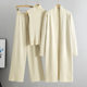 Cross-border Foreign Trade Spring and Autumn Loose Knitted suit Women's Long Shawl Cardigan High Collar Vest Wide-leg Pants Three-piece Set