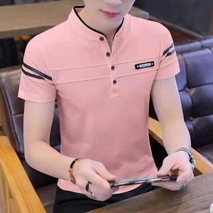 Summer New Men's Short-Sleeved Shirts Korean Style Slim Lapel Shirts Men's Trendy Tops