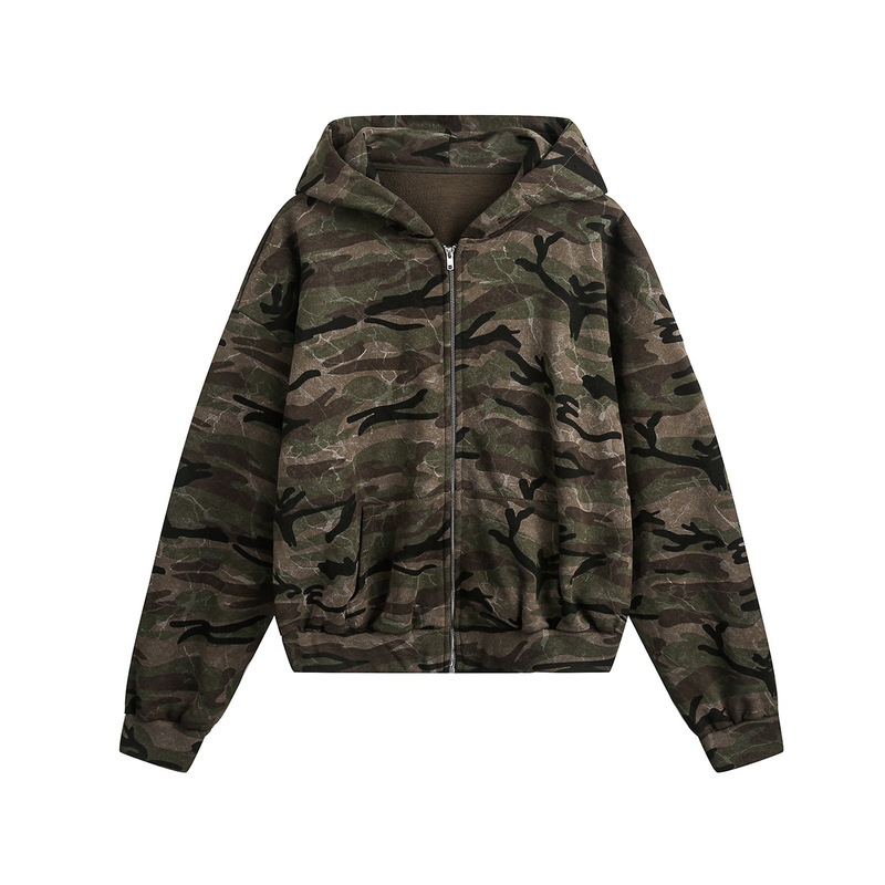 2026 Fall/Winter New American Street Camo Hoodie Jacket, Couple Zip-Up Cardigan. 2026 Fall/Winter New American Street Camo Hoodie Jacket, Couple Zip-Up Cardigan.