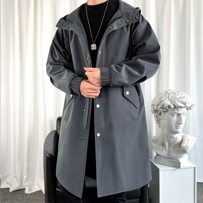 2021 Otoño e Invierno gabardina de hombre abrigo de algodón acolchado para hombre Abrigo acolchado de algodón Comercio exterior transfronterizo gabardina de color sólido cálido con capucha larga para hombre image 12