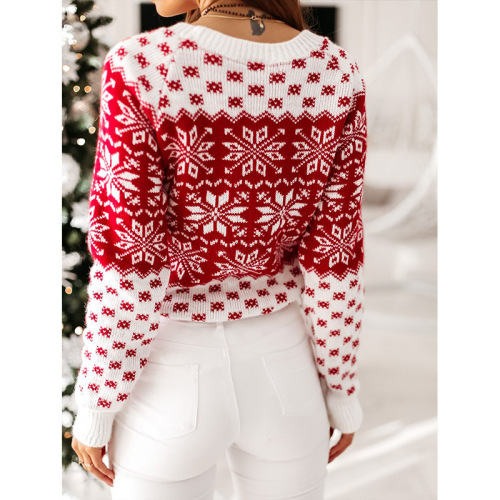 2025 Fall/Winter Wish Women's Sweater – Christmas Edition, Long-Sleeve Base Knit Pullover with Snowflake Design