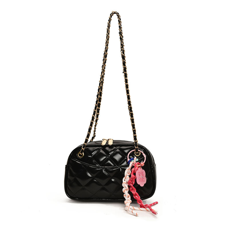 Bolso de cadena de diamante brillante para mujeres 2025, nuevo estilo de moda versátil, bolso de hombro, bolso casual simple