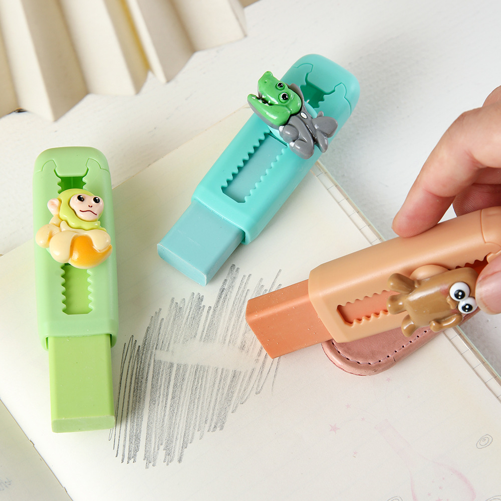 Nuevo producto AI montaña y mar empujando y tirando borracha limpia sin residuos ultra limpia goma retráctil dibujos animados papelería creativa