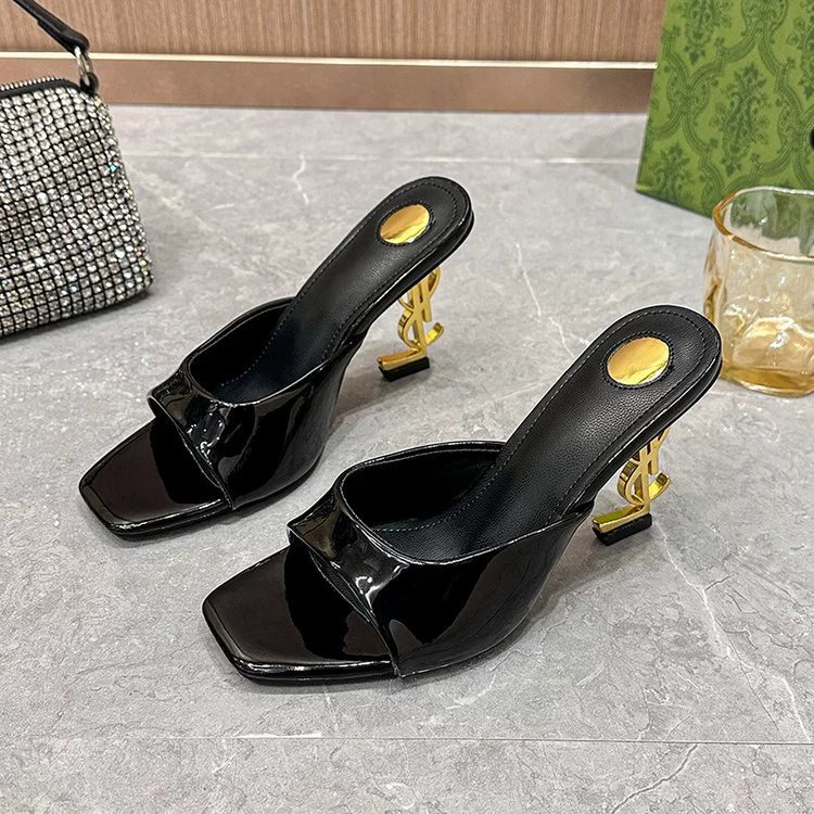 Женские тапочки на высоком каблуке «рыбий рот» с каблуками-буквами, популярная верхняя одежда, каблуки специальной формы, квадратные носки, сексуальные туфли на высоком каблуке Y-образной формы.