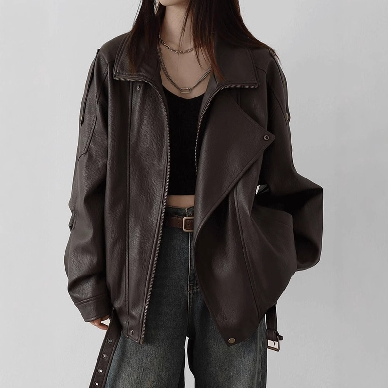 Chicven Roaming Autumn New Heavy Retro Stand Collar Motorcycle Leather Jacket Pu Jacket Top Chicven Roaming Autumn New Heavy Retro Stand Collar Motorcycle Leather Jacket Pu Jacket Top