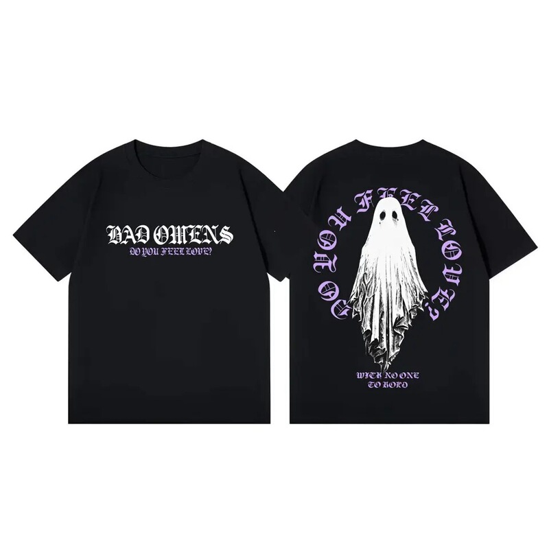 Pure Cotton Short-Sleeved T-Shirt for Men Rock Band Bad Omen Tour T-Shirt Gothic Retro Short-Sleeved Shirt for Men