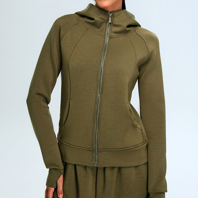 Otoño y invierno nuevo modelo chaqueta deportiva con cremallera, ropa de yoga delgada para correr, chaqueta de fitness de mangas largas
