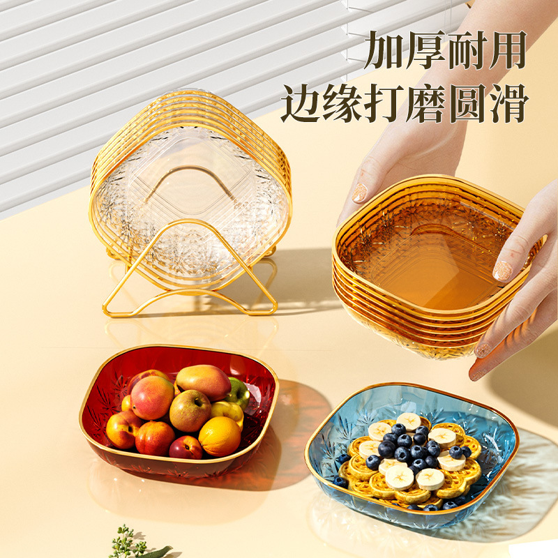 轻奢家用透明水果盘ing高颜值塑料果盘零食盘耐摔PET果盘加厚耐摔|undefined